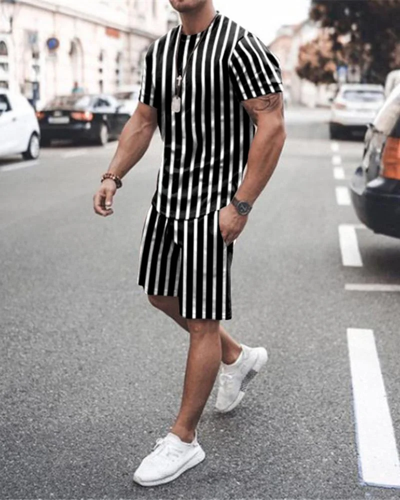Men's Striped Leisure Sports Suit