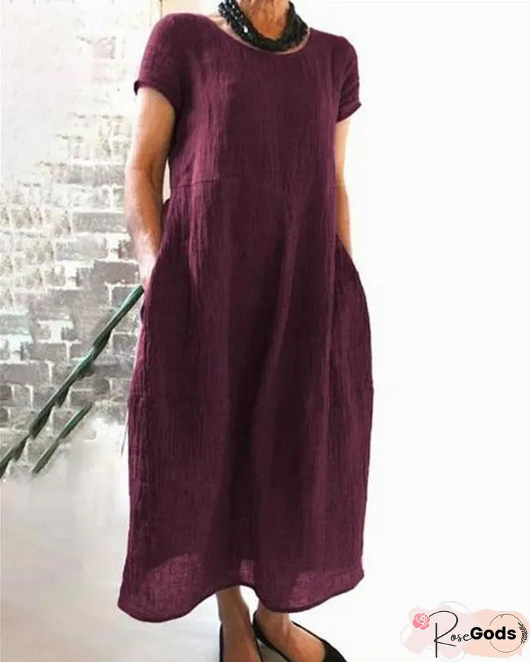 Loose Style Linen Maxi Dress