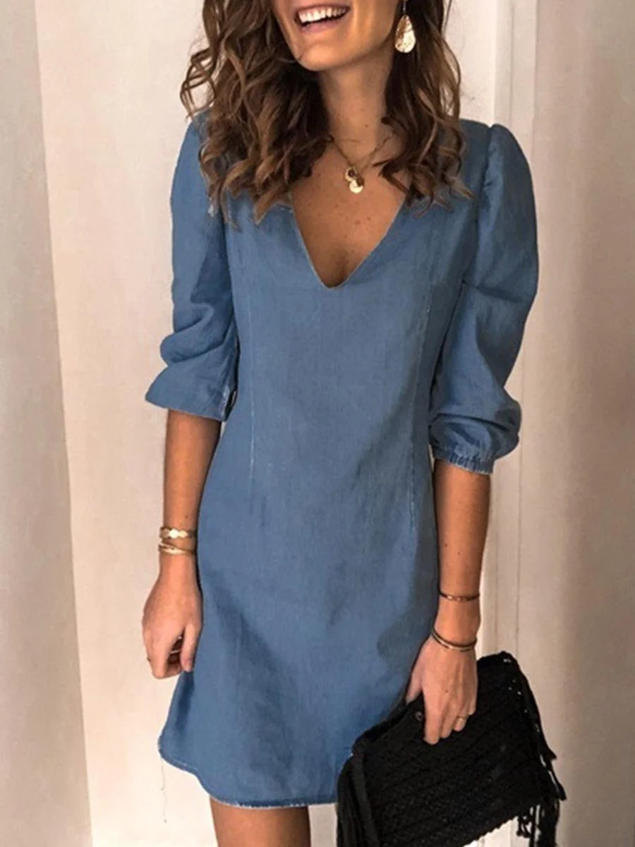 Vorioal Casual Denim Dress