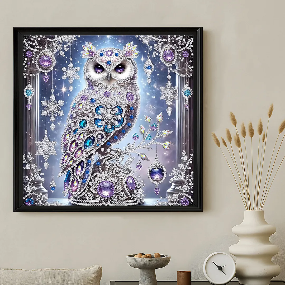 Diamond Painting - Partial Special Shaped Drill - Crystal Snow Owl(Canvas|30x30cm)
