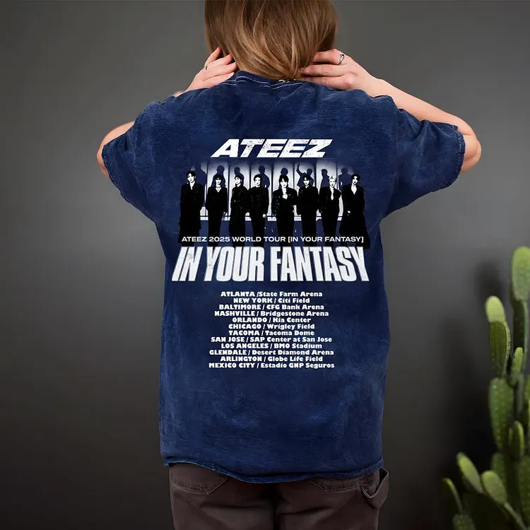Ateez 2025 World Tour in Your Fantasy Retro Washed T-Shirt