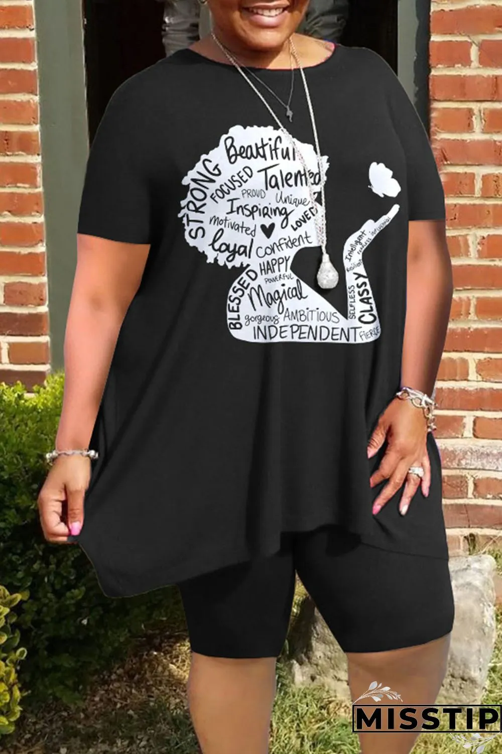 Burgundy Casual Street Print Patchwork O Neck Plus Size Two Pieces