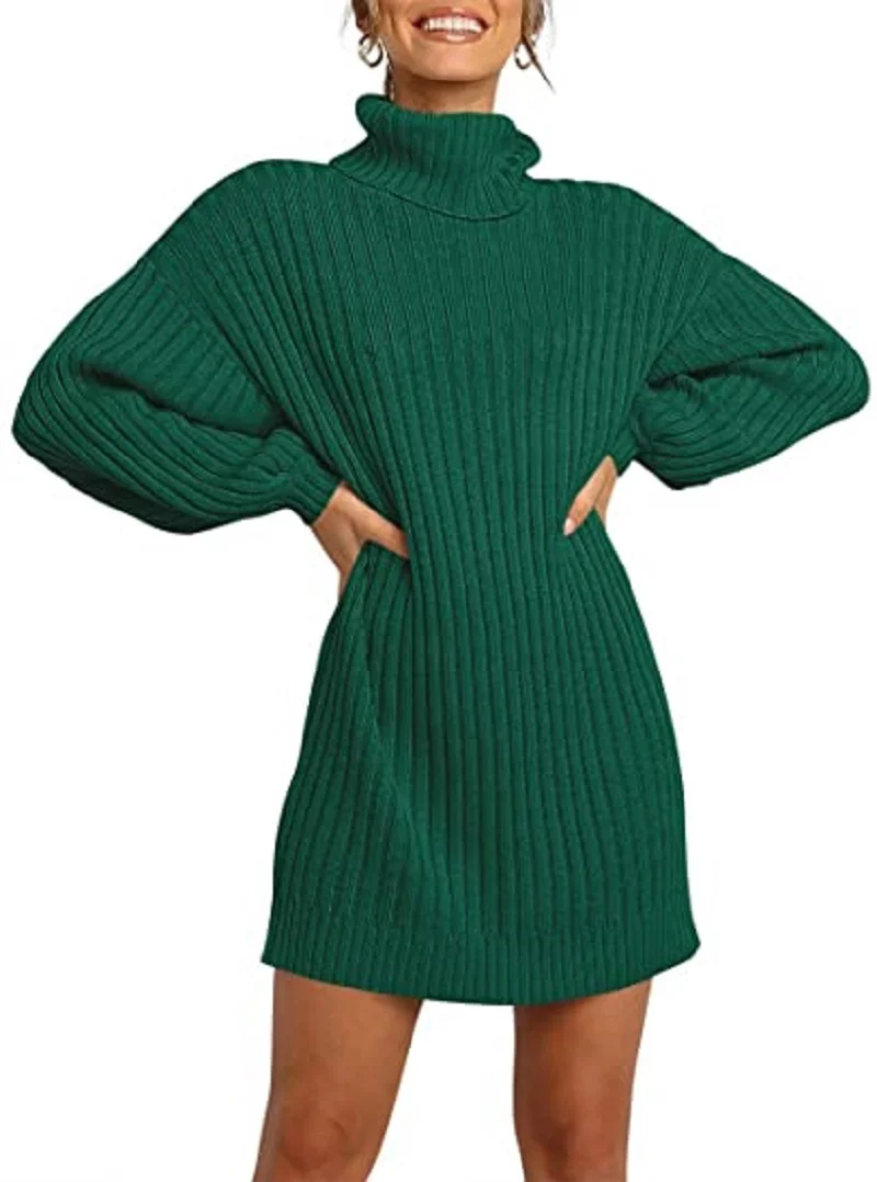 Wongn Wongn And Winter New Women's Turtleneck Medium Long Sweater Sweater Dress