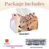 Diamond Art Painting Tissue Box Cover Wear Resist Decorative Paper Napkin Dispenser Multifunction Rhinestone PU Tissue Holder Kit for Adults Home Office Gift (Two Wolves Butterfly)