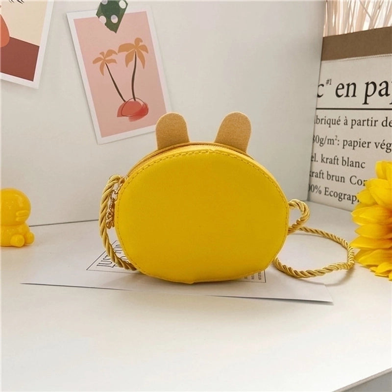 Kid’s Small Pu Leather Cartoon Cute Cylindrical Zipper Crossbody Bag