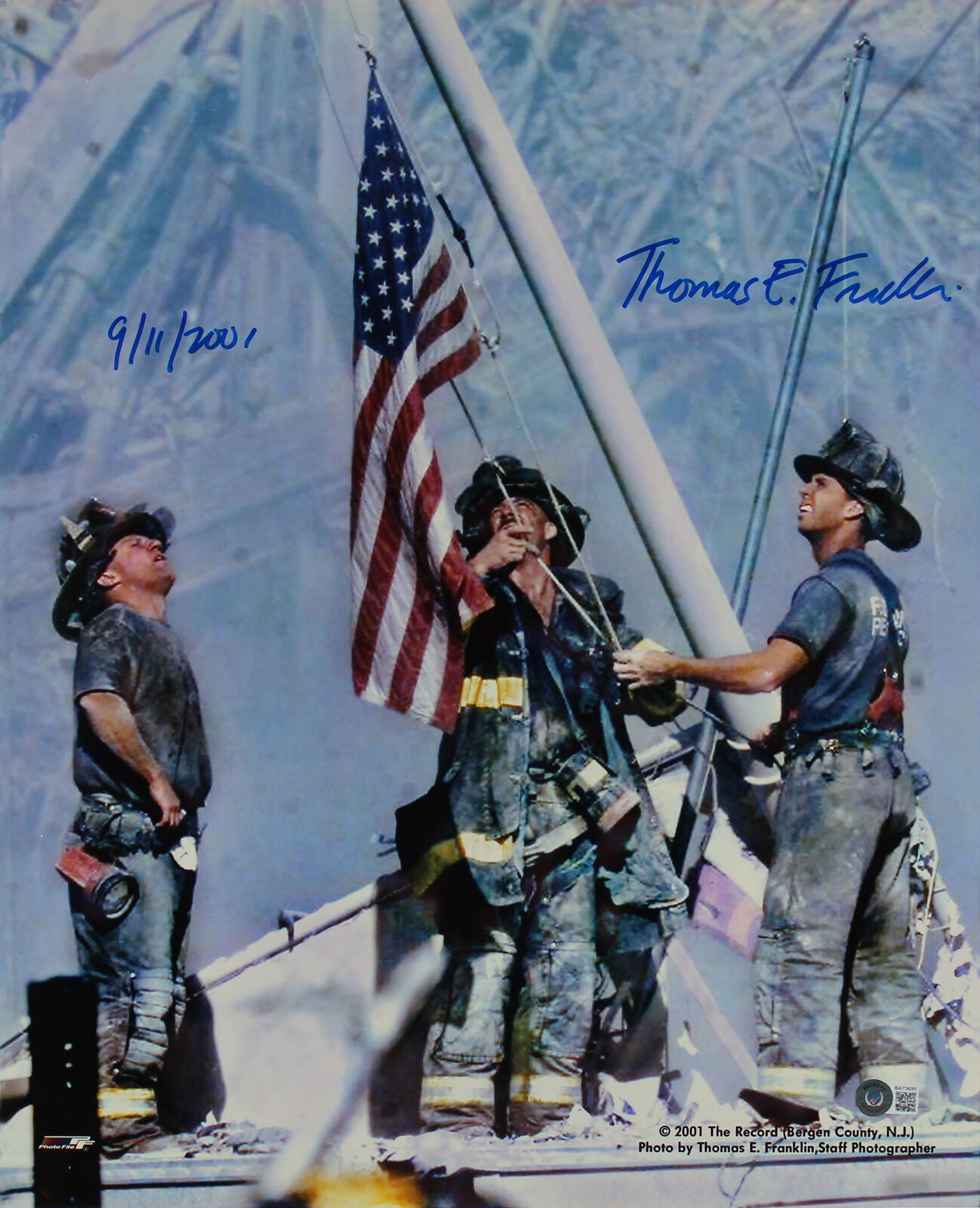 Thomas E. Franklin 9/11/2001 Authentic Signed 16x20 Ground Zero Photo Poster painting BAS