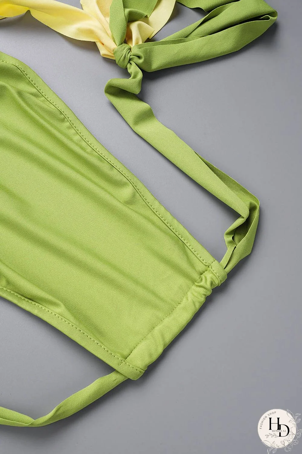 Rose Red Sexy Patchwork Tassel Bandage Backless Contrast Oblique Collar Sleeveless Two Pieces