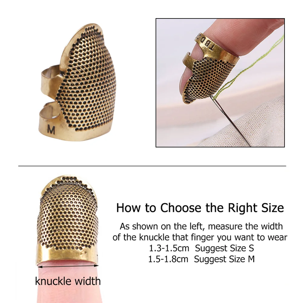 Brass Thimble Finger Sleeve Embroidery Finger Tips Cross Stitch Sewing Tool