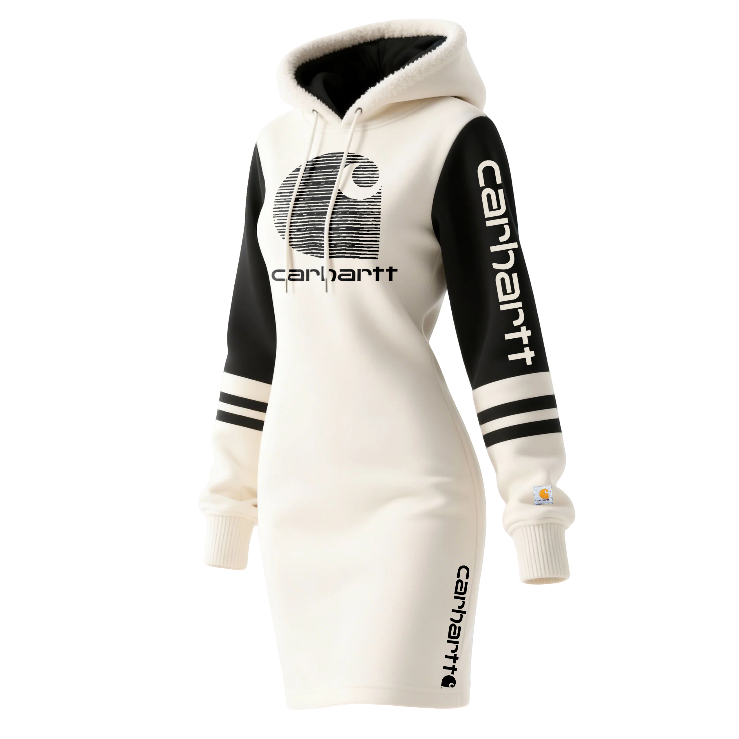 Women's Color Block Hooded Long Sweatshirt Dress