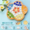 DIY Glass Mosaic Tiles Handmade Mixed Color Mosaic Kits with Wooden Coaster Kits