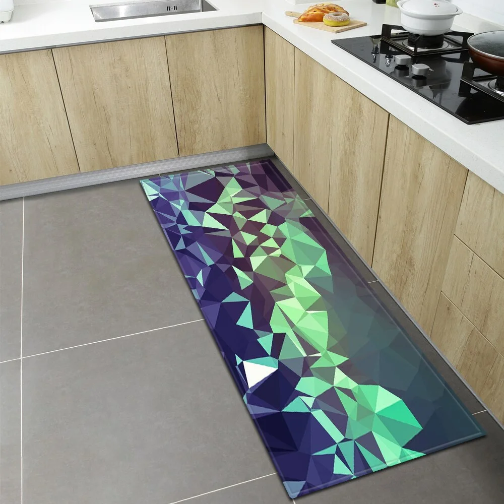 Kitchen Floor Mat Home Entrance Doormat 3D Geometry Living Room Bedroom Decoration Carpet Hallway Balcony Bathroom Anti-Slip Rug