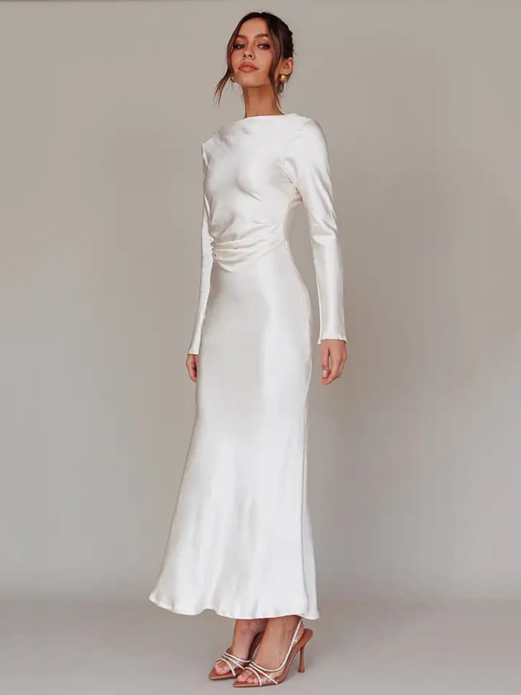 Bodycon Long Sleeve Women's Dress Party Club Evening Dress Female Slim Fit Round Neck Solid Long Dress Autumn New 2025