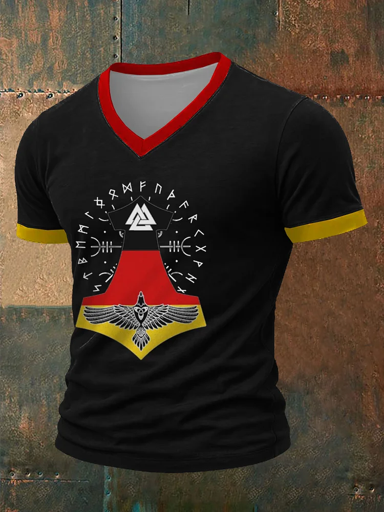 Deutsches Wikinger-Bedrucktes Kurzarm-T-Shirt für Männer