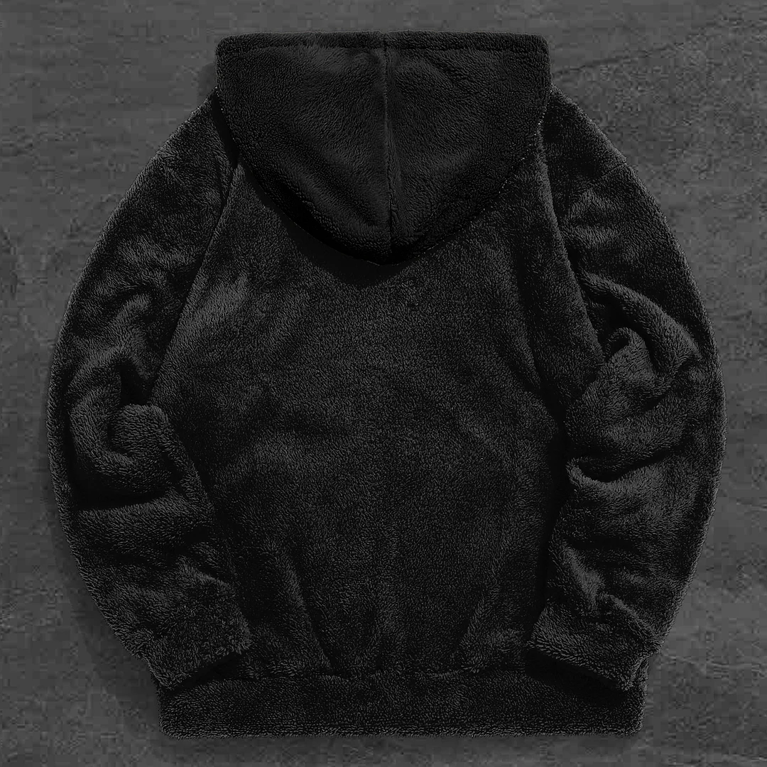 Street Hip-Hop Print Contrast Plush Hoodie