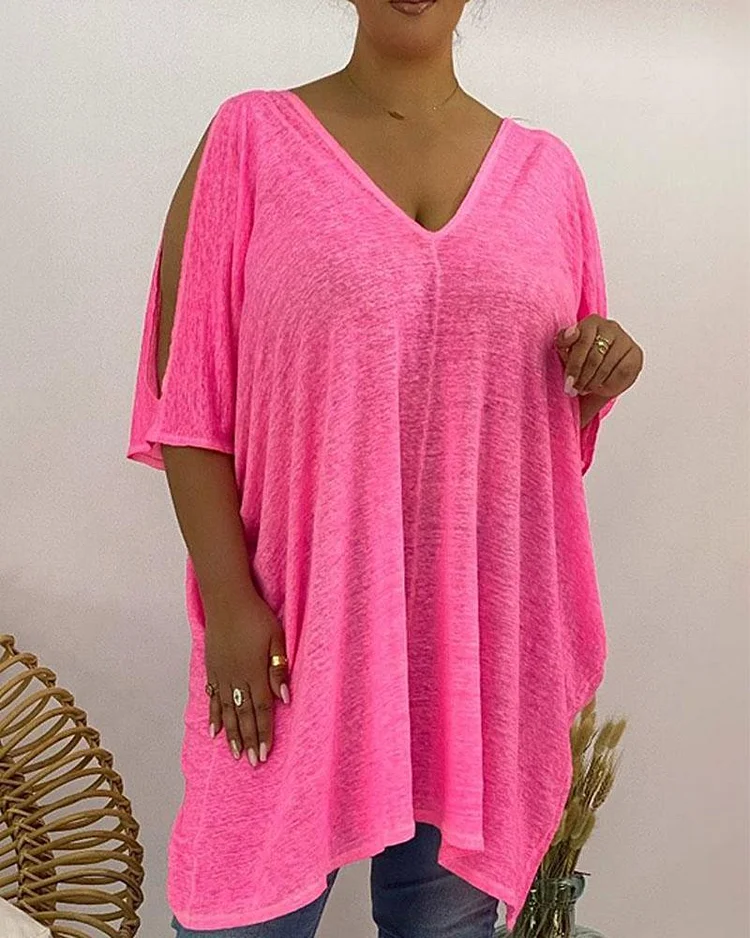 Ladies Solid Color Plus Size Top