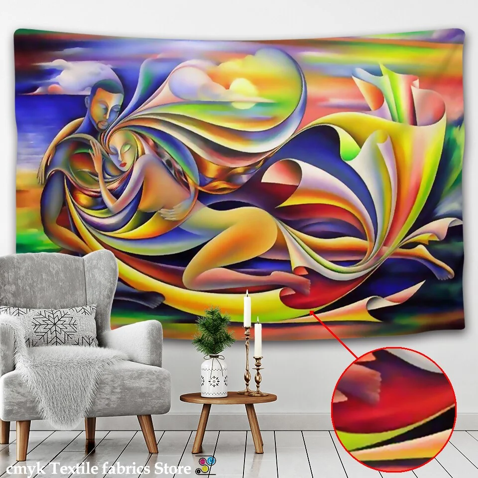 Creative Oil Painting Tapestry Wall Hanging Bohemian Decorative Hippie Kiss Psychedelic  Abstract Carpet  Cloth  Halloween