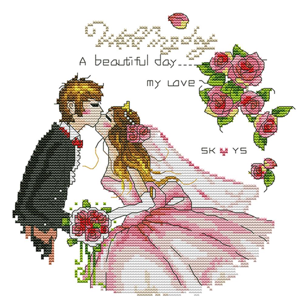 

Wedding - 14CT Stamped Cross Stitch - 28*28cm, 501 Original