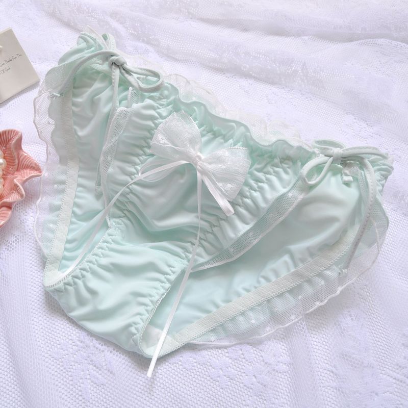 Ice silk ruffle men's sexy briefs
