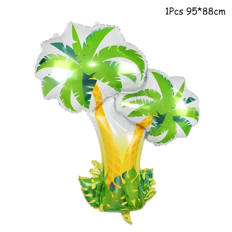 Hawaiian Party Decorations Palm Leaves Bunting Banner Luau Flamingo Summer Tropical Party Decoration Jungle Safari Party Ballons