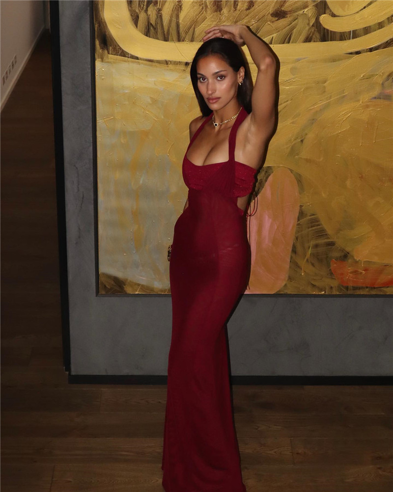 Ootddress Elegant Backless Sexy Maxi Dress For Women Fashion Lace-up Sleeveless Bodycon Club Party Evening Long Dress New