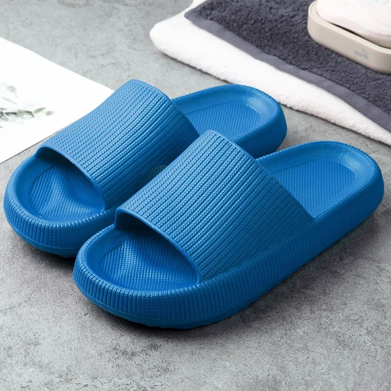 2021 Summer Thick Soft Sole Slippers Women Jelly Solid Color Lovers Platform Flip Flops Outdoor Open Toe Beach Slides Sandals