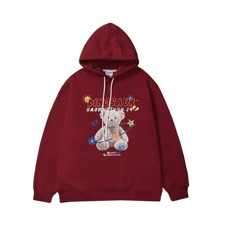 Man Fall Winter Outfis Winter Printed Hooded Thick Sweatshirt Men's Loose Couple Casual Jacket