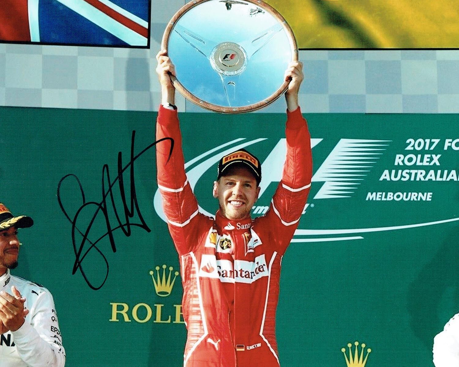 Sebastian VETTEL 2017 SIGNED AUTOGRAPH 10x8 Ferrari Photo Poster painting D Formula 1 AFTAL COA