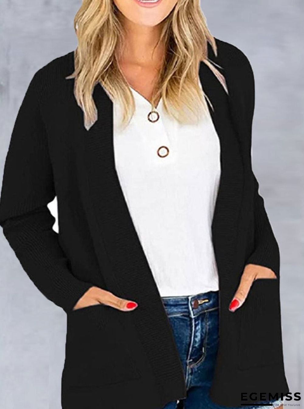 Casual Loose Solid Color Sweater Cardigan | EGEMISS