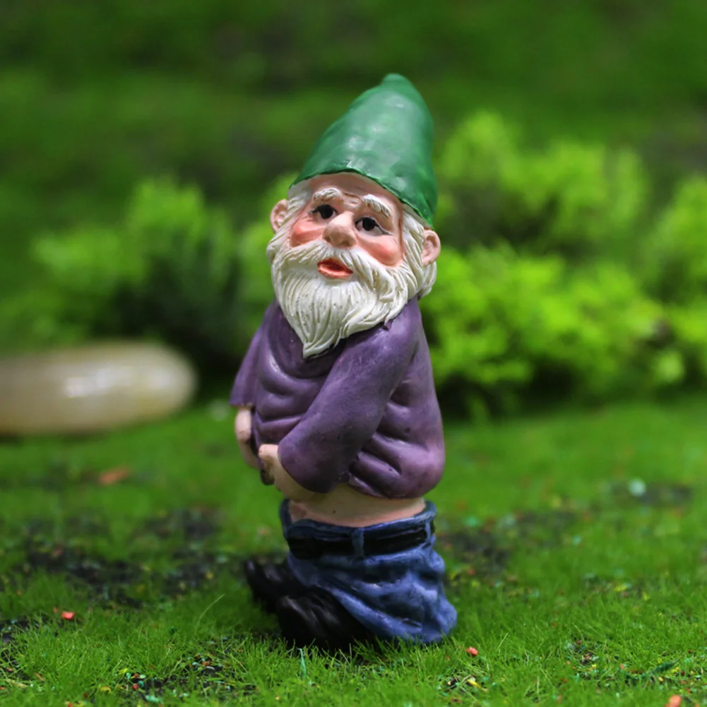 Mini Dwarf Gnome Statue Garden Ornament Resin Fairy Micro Landscape Elf (A)