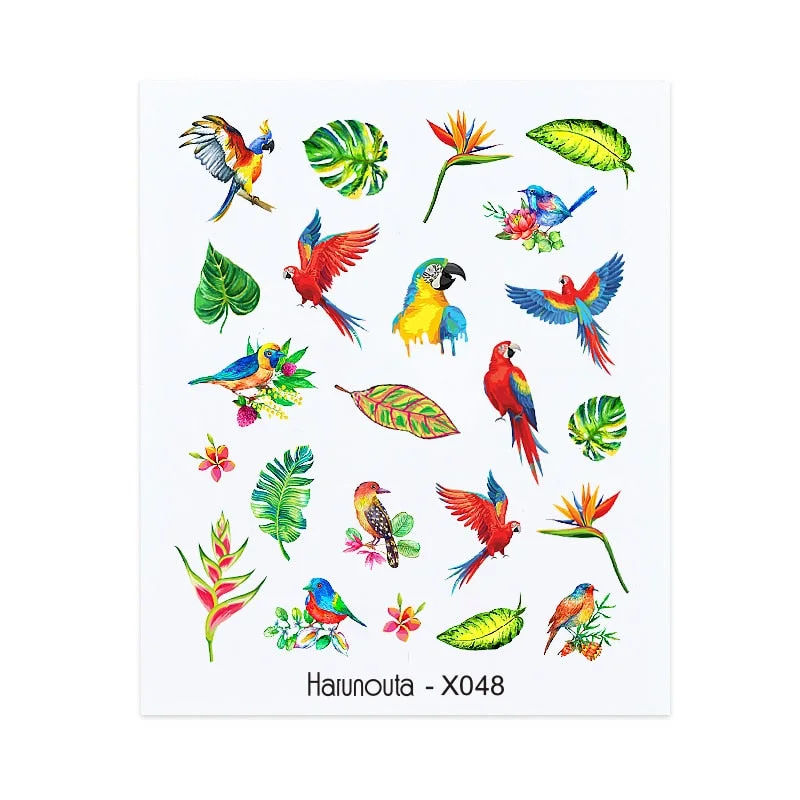 Harunouta Spring Water Nail Decal And Sticker Flower Leaf Tree Green Simple Summer DIY Slider For Manicuring Nail Art Watermark