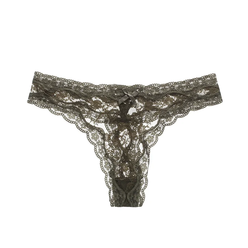 Athvotar Athvotar Rear Ribbon Ribbon Lace Side Trousers Low-Rise Cotton Crotch Large Size Elastic Lace T-Trousers