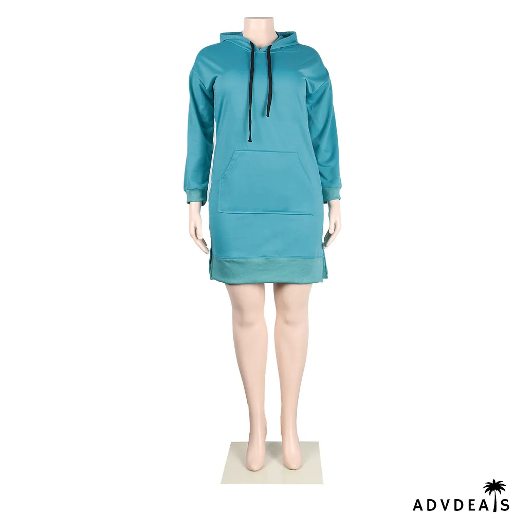 Womens Sexy Casual Solid Long Sleeve With Hood Slit Dress