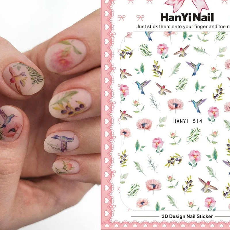 Holographic Fall Nail Foils Stickers Flower Leaf Maple Plants Self Adhesive Transfer Decals Sliders 3D Charms Nail Art Decor-Nail Inspo