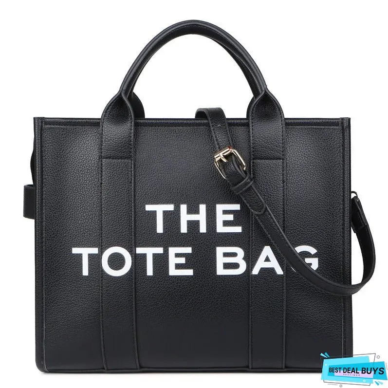 Cross-Border Foreign Trade Women's Bag One Piece Dropshipping New Solid Color Pu Letter Tote Bag Simple Casual Large Capacity Handbag