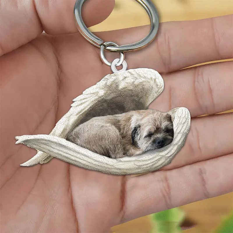 VigorDaily Sleeping Angel Acrylic Keychain Border Terrier SA136
