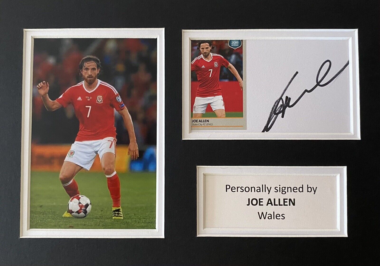 Joe Allen Hand Signed White Card In A4 Wales Mount Display