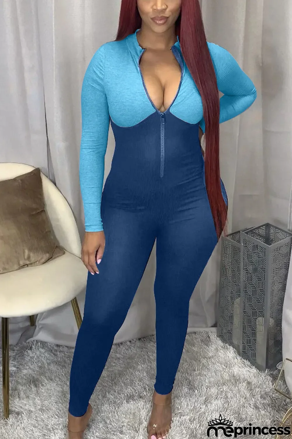 Grey Sexy Polyester Solid O Neck Regular Jumpsuits