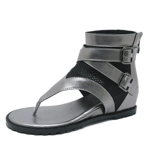 Gdgydh Promotion 2021 Summer Sandals Women Zipper Design Cover Heel Lady Party Shoes Leather Open Toe Woman Sandals Flip Flops