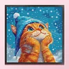 (US Only)Cat Printed Cross Stitch Kit 40x40cm DIY 14CT Thread Art Needlework Home Decor