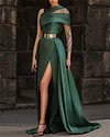 Women's Green Slit Sequin Dress