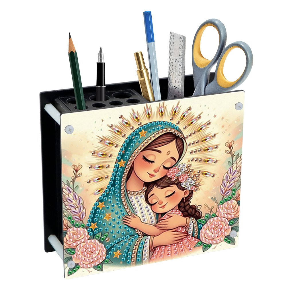 Acrylic Special Shaped DIY Diamond Painting Pencil Holder Organizer (Mother)