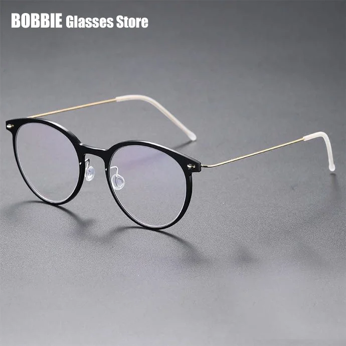 Denmark Brand Glasses Frame Pure Titanium Ultralight Eyeglassess Retro Round Men Eyewear Women Optical Lens Myopia Reading 6537