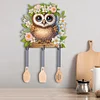 (US Only)Wooden Special Shape Owl 3 Hooks Diamond Painting Hook Rail for Wall Cabinet