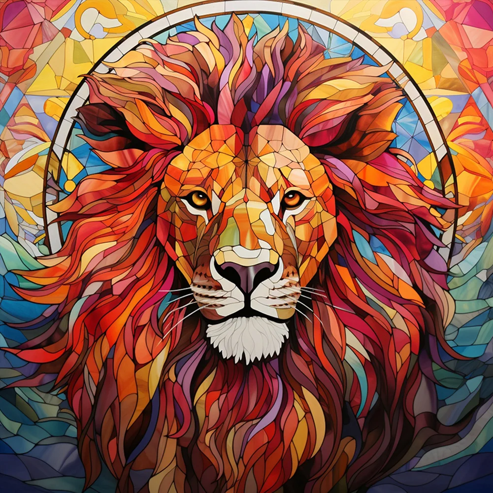 Diamond Painting - Full Round Drill - Stained Glass Lion(Canvas|40*40cm)