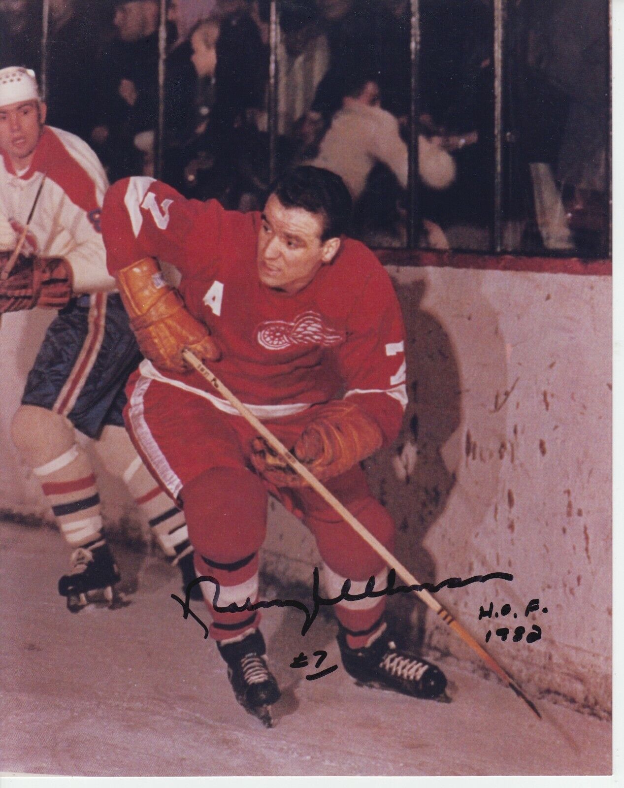 Norm Ullman W / HOF 82 8x10 Signed w/ COA Detroit Red Wings #1