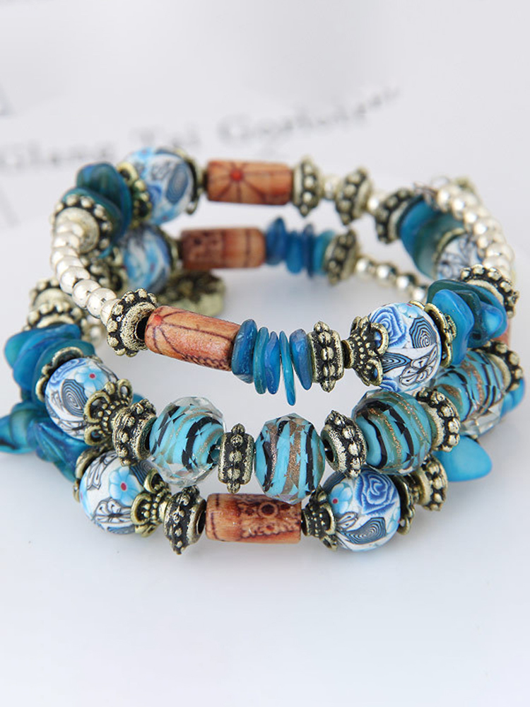 Comstylish Bohemian Shell Clay Bracelet