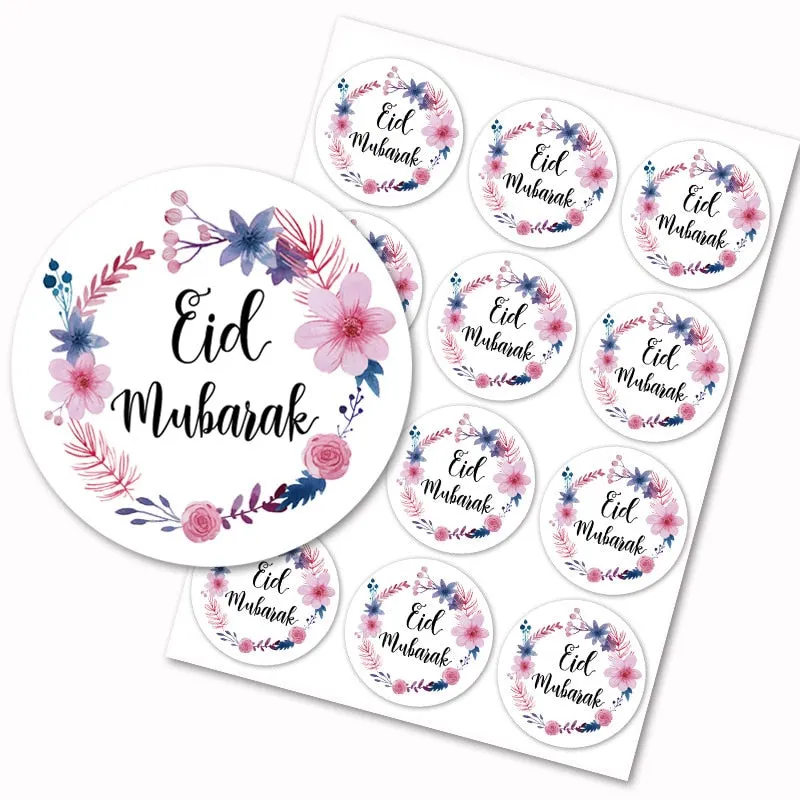 120pcs EID Mubarak Paper Sticker Gift Box Lable Seal Stickers Islamic Muslim Eid Al-fitr Decoration Ramadan Kareem Supplies 3cm