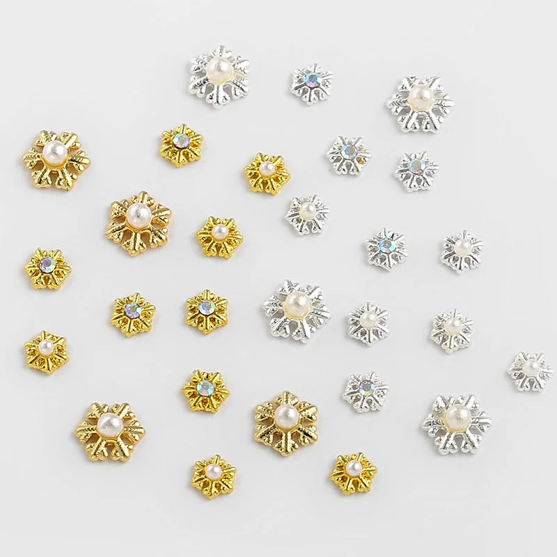 9 Designs Christmas Tree sock snowflake Nail Art Decorations Alloy Metal DIY 3D Nail Rhinestones Accessories Jewelry Tools-Nail Inspo