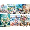 Coquillages de plage-peinture partielle sp&eacute;ciale diamant-30*40cm