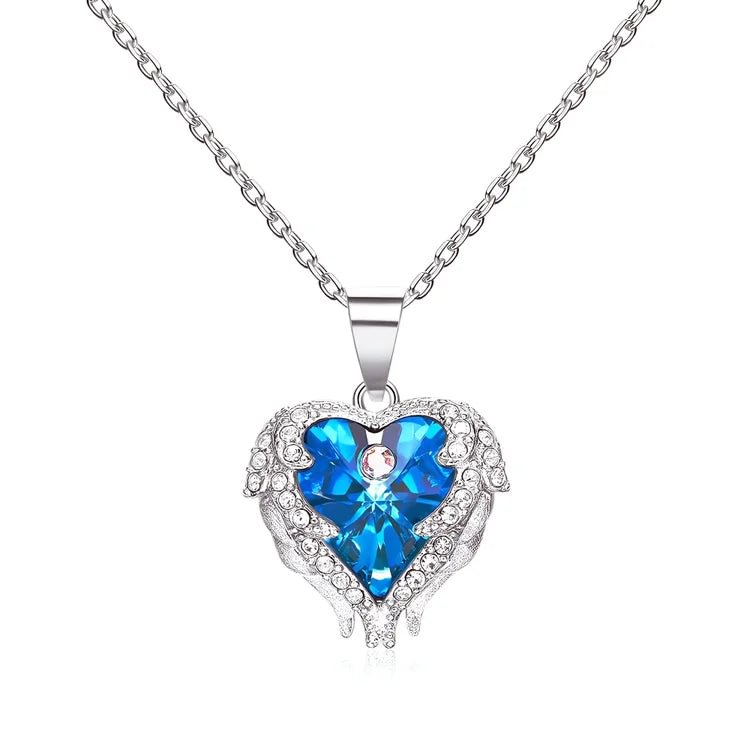 For Daughter - S925 Always Keep Me in Your Heart for You are Always in Mine Wings Heart Necklace